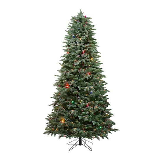 6.5Ft Pre-Lit Frosted Dunton Spruce Medium Artificial Christmas Tree, Multicolor Lights By Northlight in Green | 6.5 ft | Michaels®